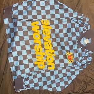 Elevation Worship Merch.  
Blue and Black Checkered long sleeve shirt l.
